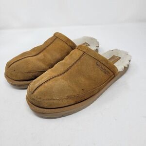 UGG‎ Koolaburra Slippers Mens 10 Chestnut Brown Suede Faux Fur Lined Slip On